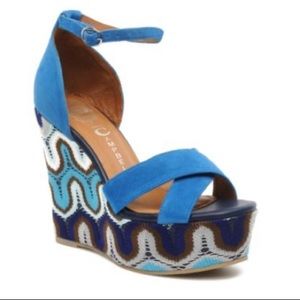 Jeffrey Campbell Bradshaw Blue Wedge Size 9